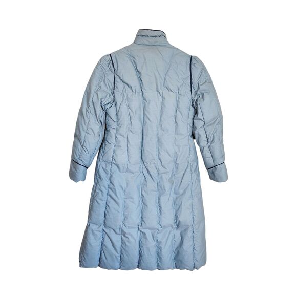Vtg Woolrich Women's SMALL Long Puffer Coat Quilted Blue 80s 90s Retro Pastel - Picture 2 of 16